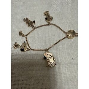 Peanuts Friends Forever Snoopy Woodstock Bracelet Gold Tone Bolo 2025